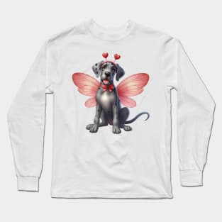 Valentine Fairy Great Dane Dog Long Sleeve T-Shirt